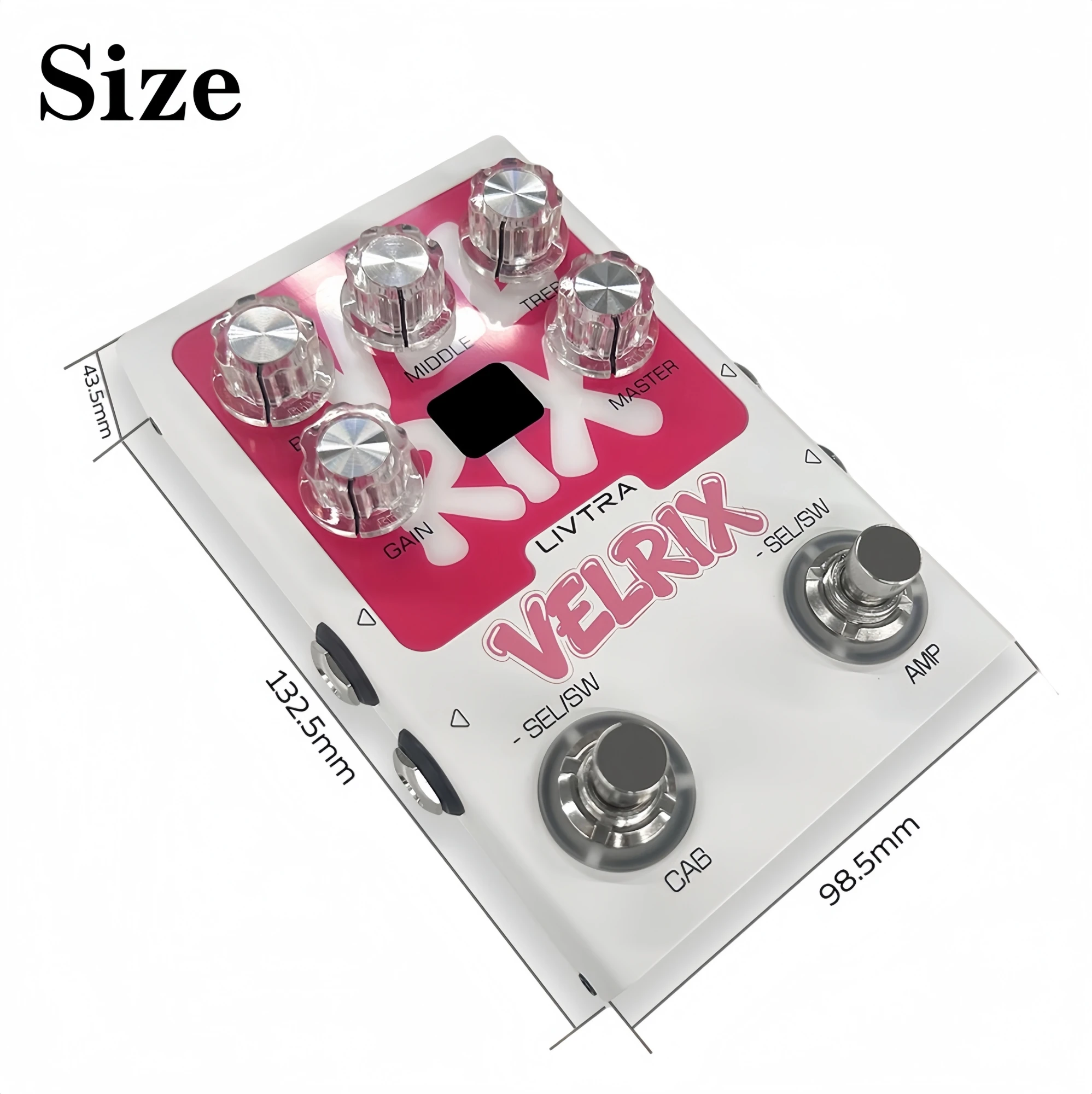 LIVTRA VELRIX Digital Preamp & Cabinet IR Pedal, 9+9 Models, NAM Support, USB Recording, FX Loop for Electric Guitar/Bass Rig
