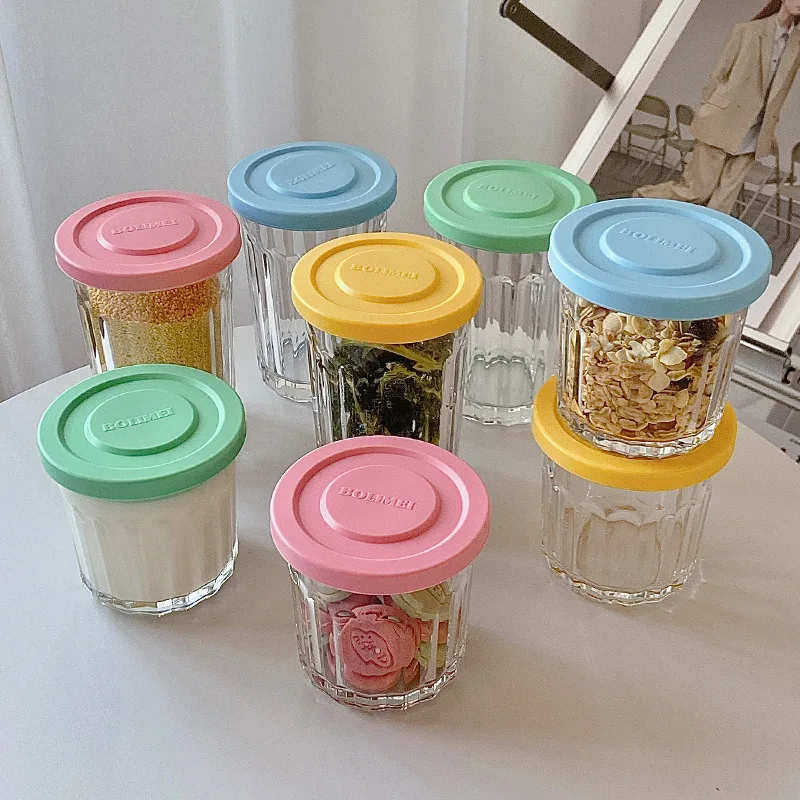 

Color Cover Glass Sealed Tank Storage Box Snack Storage Tank Tea Pot Dried Fruit Coffee Bean Jar Fridge Organizer Containers