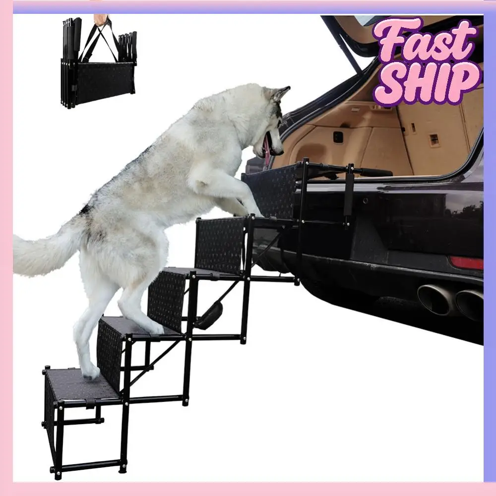

5-ступенчатая складная лестница-пандус для собак с нескользящей поверхностью, легкая портативная лестница-пандус для крупных собак для автомобилей, внедорожников и грузовиков