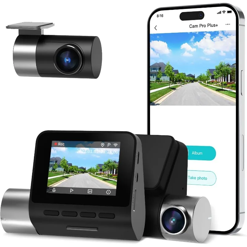 Ultra Full HD Dash Cam A500S, Front and Rear, Built-in WiFi GPS Smart Dash Camera for Cars, ADAS,LCD Screen, WDR, Night Vision