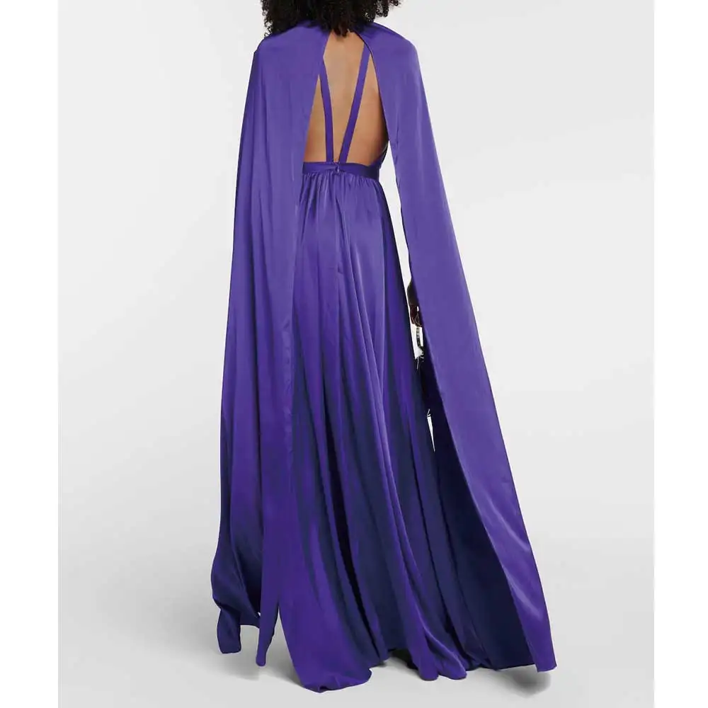 Purple V-neck Smock Dress Elegant Wedding Dubai Luxury Ball Dress Garden Salon Party Arabian Evening Dress For Women Long Dress