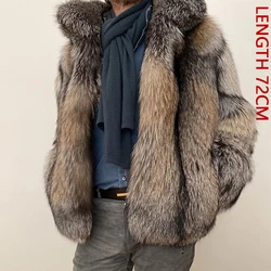 Winter Men's Real Fox Fur Jacket Short Luxury Brands Genuine Fur Jacket Natural Fox Fur Mens Coat