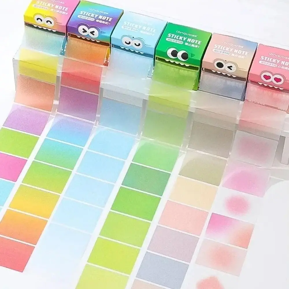 

105Sheets Kawaii Pull-out Sticky Notes Pearlescent Creative Cartoon Notepads Full Adhesive Translucent Square Writing Pad