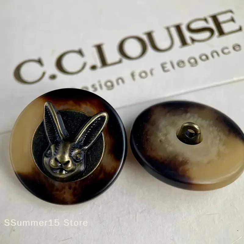 

【R】10pcs 25mm Vintage Copper Rabbit Head Decorative Buttons For Clothing, Hats And Backpacks, Sewing And Textile Decoration