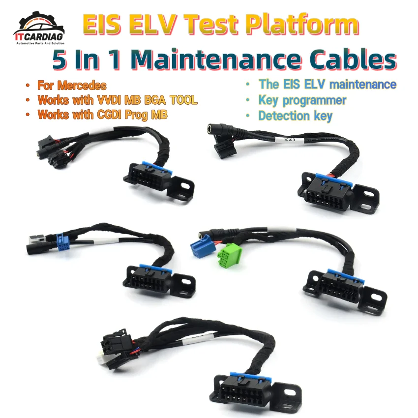 EIS ELV Test Platform 5 In 1 Maintenance Cables for Mercedes Works with VVDI MB BGA TOOL  CGDI Prog MB for Detection Key