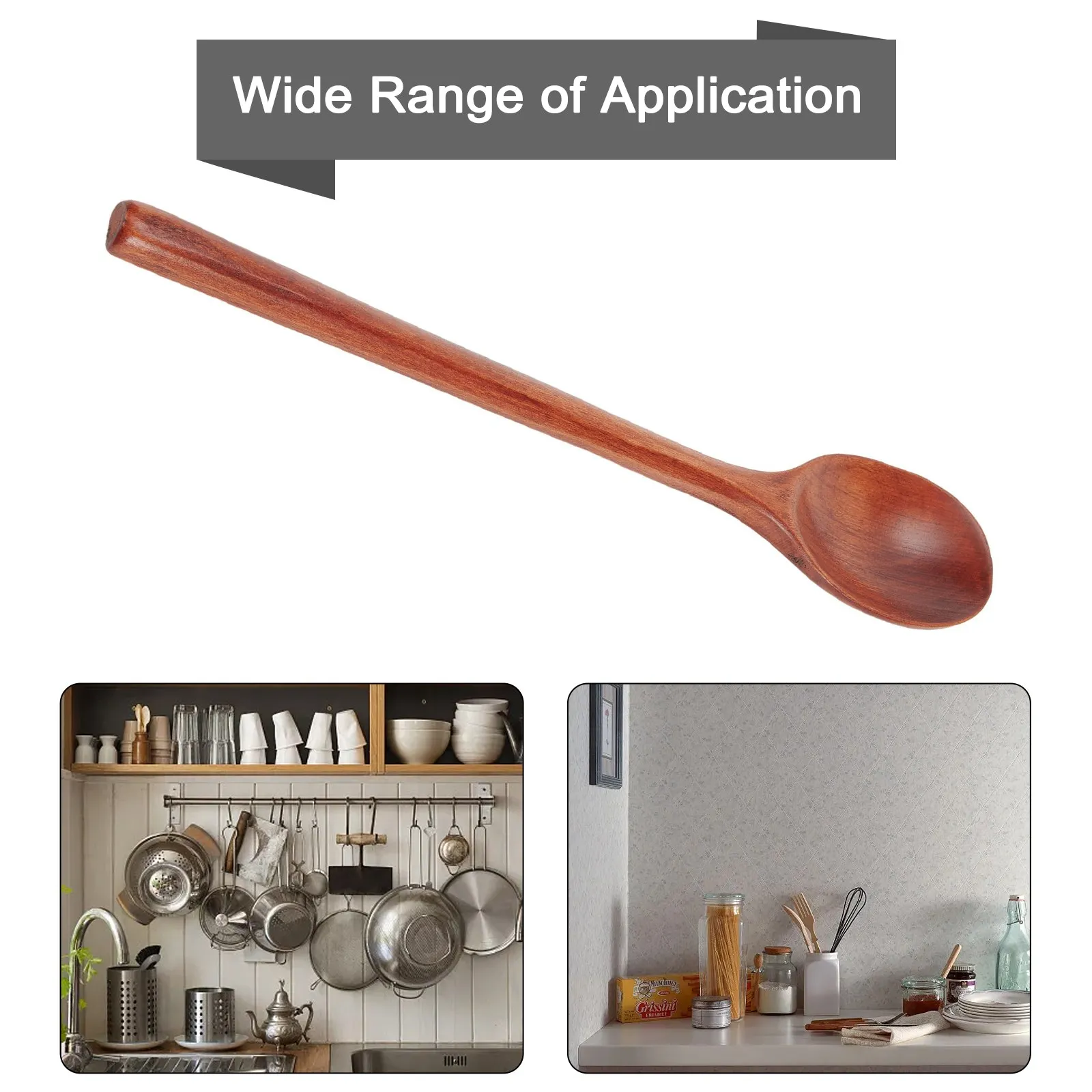 6PCS  23 X 4 Cm Piece Long Natural Wooden Spoon Korean Style 9 '' Inch Natural Wood Soup Household Hotel Travel Food Tools