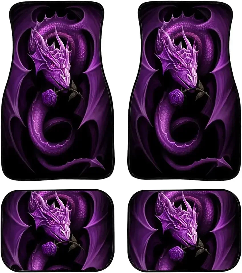 

Автомобильные коврики Purple Dragon для женщин и мужчин в подарок, полный набор передних и задних противоскользящих ковриков для ног, всепогодные, универсальные, подходят для