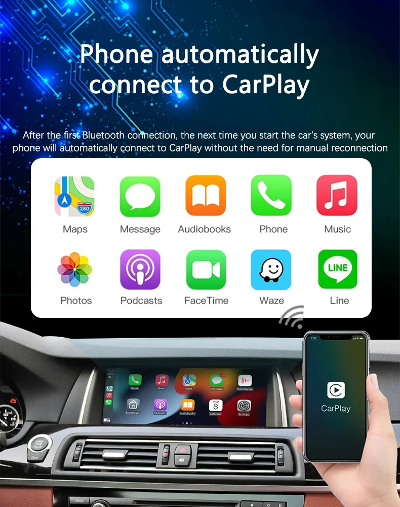 Kabelloses CarPlay Android AUTO für BMW NBT/CIC System 1 2 3 4 5 6 7 Serie X1 X3 X4 X5 X6 MINI E60 E84 E70 F26 F25 F10 F11 F20 F21 – Detail 6