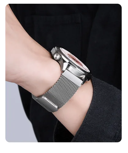 Imagen 1 del producto Correa de acero inoxidable para Huawei Watch 5 Pro 5/6GT, correa magnética de 46mm, pulsera de repuesto minimalista sin huecos