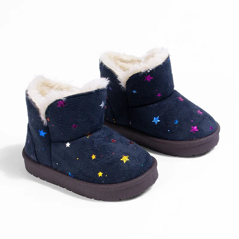 

Лидер продаж, детские зимние ботинки, новинка 2025 года, зимние новые детские бархатные туфли на плоской подошве в стиле ретро, повседневная детская нескользящая хлопковая обувь, женские модные ботинки