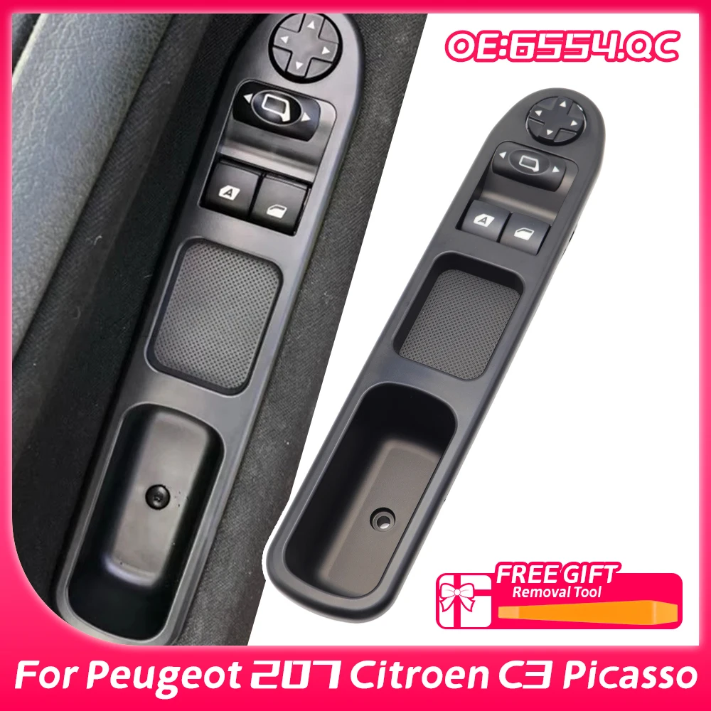 6554.QC For Peugeot 207 Citroen C3 Picasso 2007 - 2014 Electric Master Car Power Window Switch Lifter Front Right 6554QC