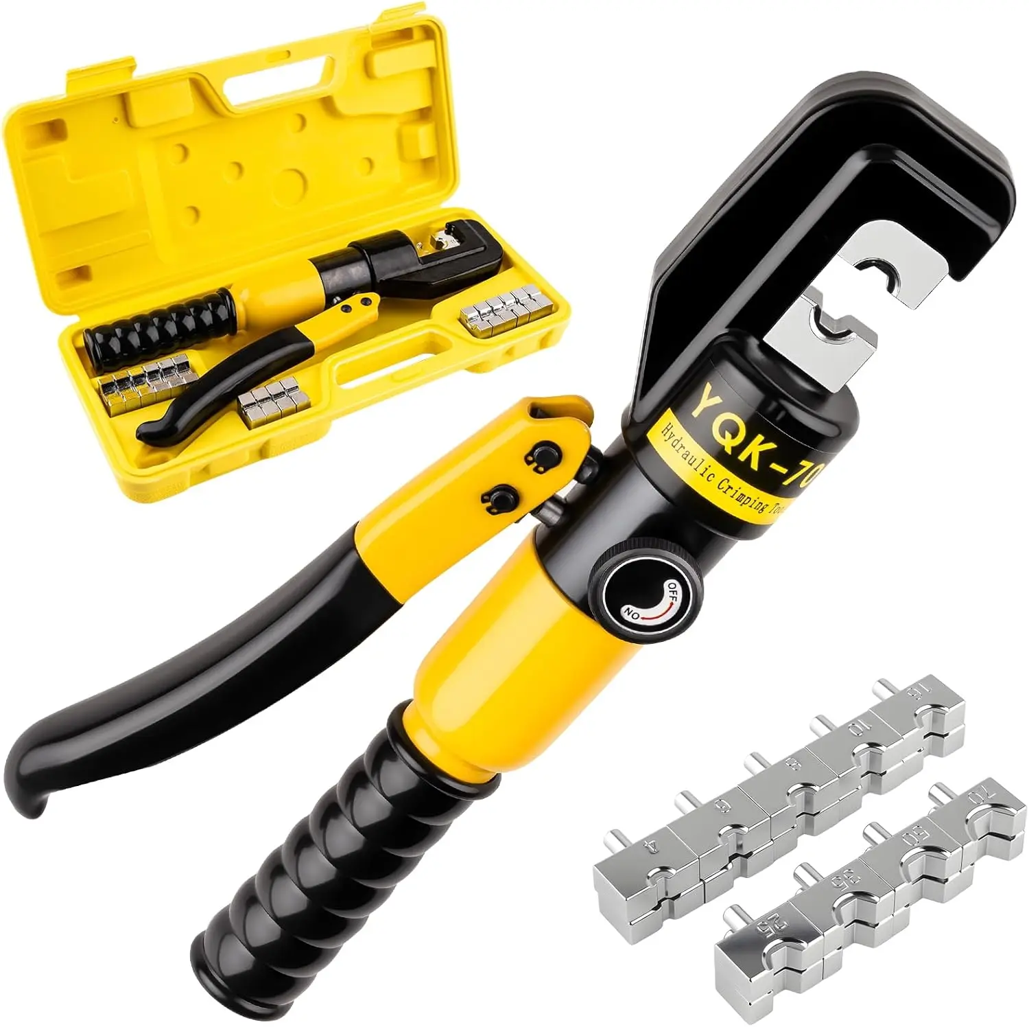 

Hydraulic Crimping Tool with 9 Pairs of Dies for 12 to 2/0 AWG, 6-Ton Manual Hydraulic Wire Battery Cable Lug Terminal Crimper,