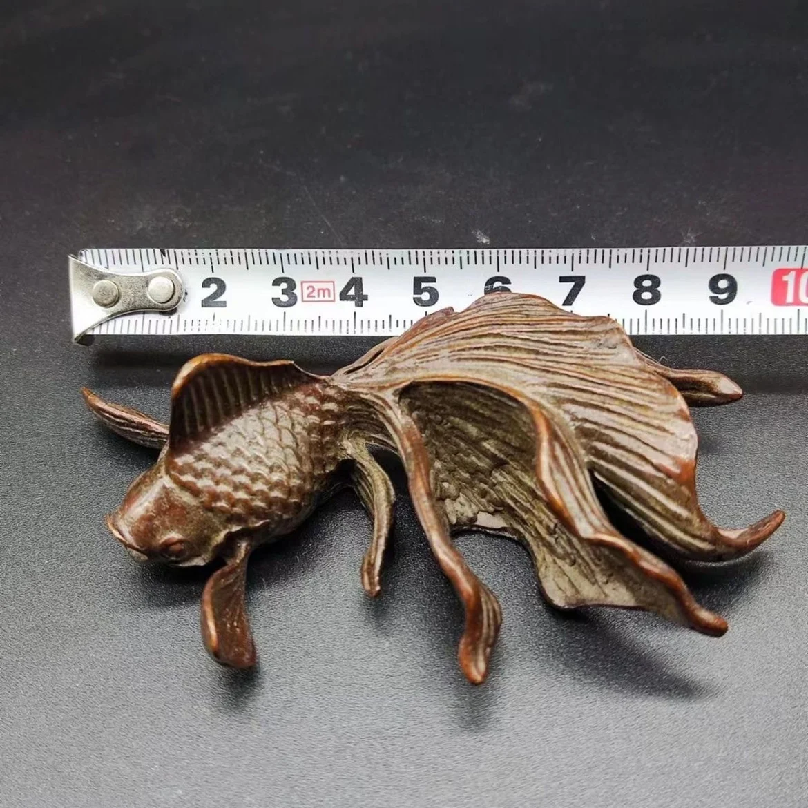 Antique solid copper goldfish annual surplus mascot, lucky tea pet decoration, pen holder decoration