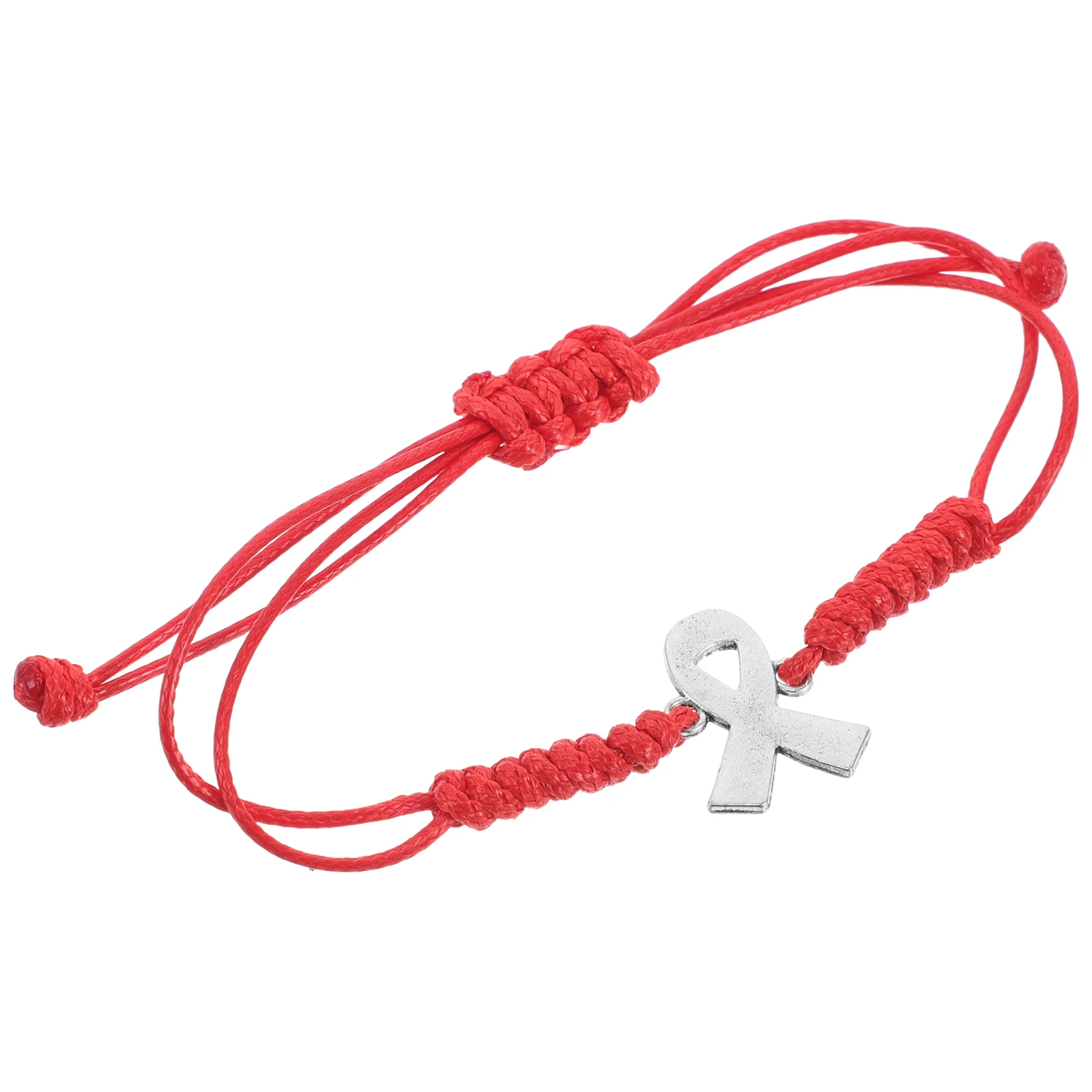 Bransoletka na świadomość zdrowia piersi dla kobiet, ręcznie robiona wstążka, lekka pielęgnacja medyczna, poliester, stop, czerwona wstążka.