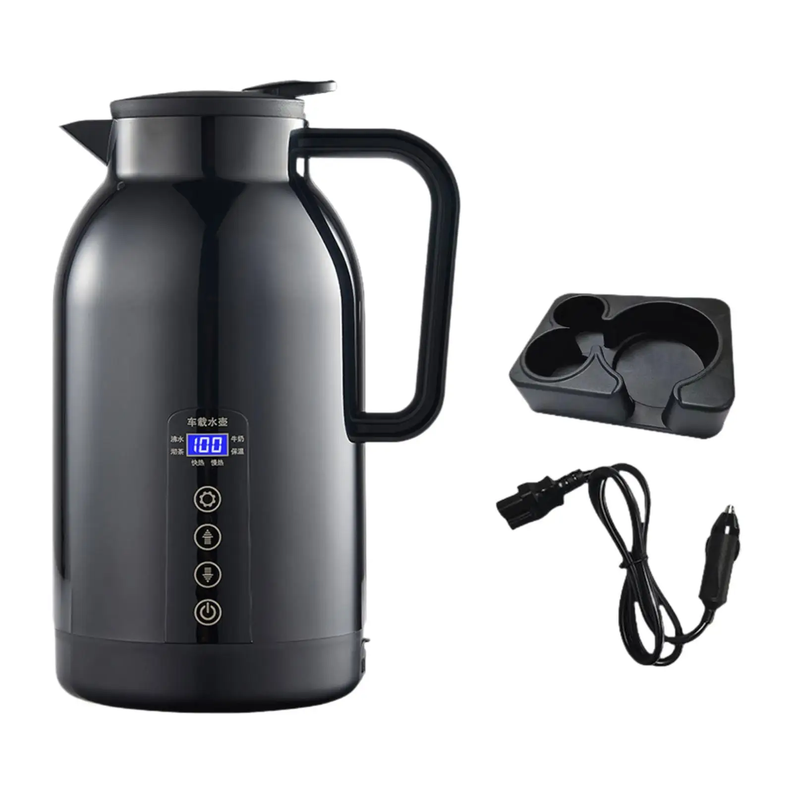 12V/ 24V Car Electric Kettle Travel Kettle Car Coffee Warmer 1.1L Leakproof Lid