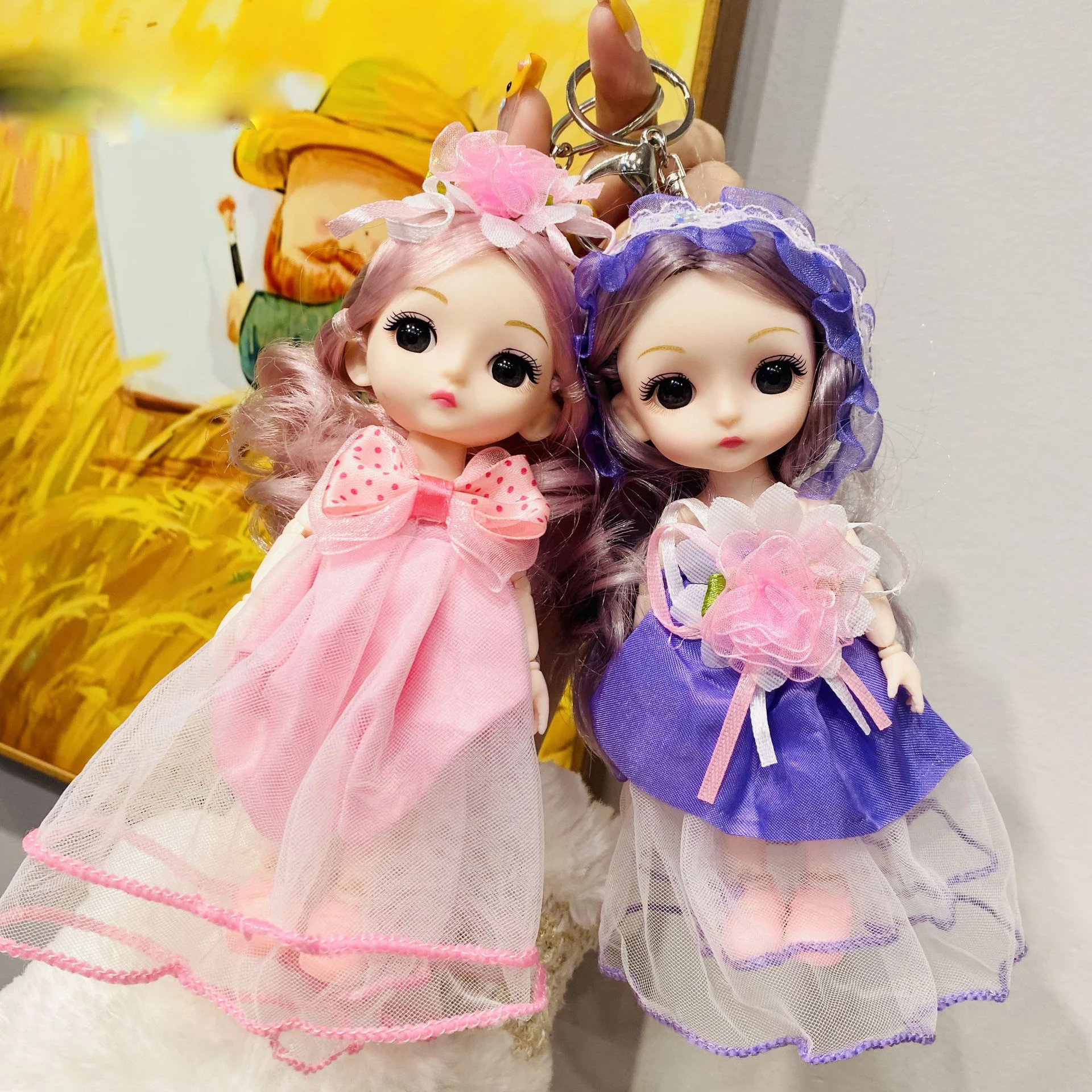 Abito lungo Portachiavi bambola principessa Regalo per figlia Carino squisito vestire bambola principessa giocattolo Corpetto Portachiavi Ciondolo borsa femminile