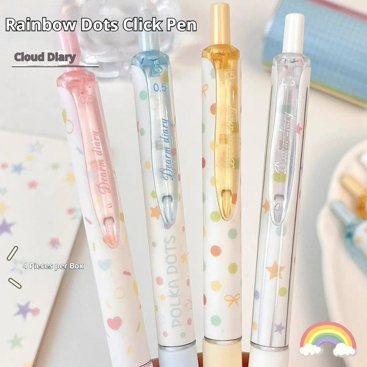 

8-Pack of Rainbow Polka Dot Click Pens in Random Colors, High-Quality, Simple Design, St Tip, Black Ink, Smooth Writing, Ideal for Writing and Signing, Perfect for Valentine's Day, Christmas, or as a Gift. Also Suitable as Halloween, Thanksgiving, or Chri