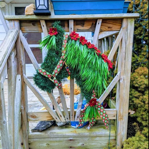 말 머리 모양 금속 화환 링, DIY 만들기, 벽걸이 홈 장식, 약 30x35cm 크기 