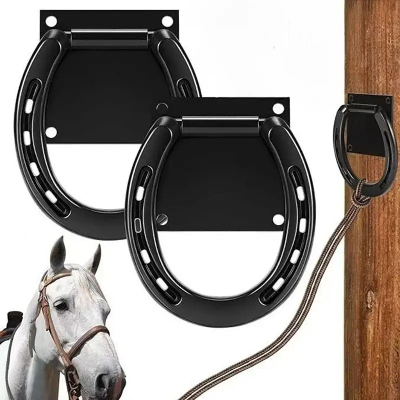 

R6FE 2 шт. твердые металлические кольца для галстука для лошадей аксессуар для ухода за лошадьми для наружного забора