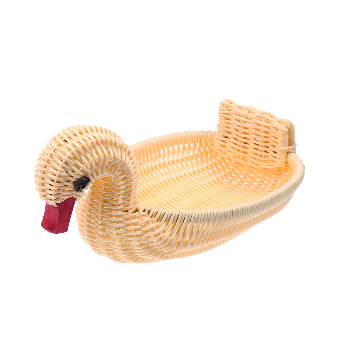 

Woven Fruit Plastic Storage Tray For Kitchen Snack Candy Organizer Goose Shape Decorative Snack Tray Storage Animal Rattan
