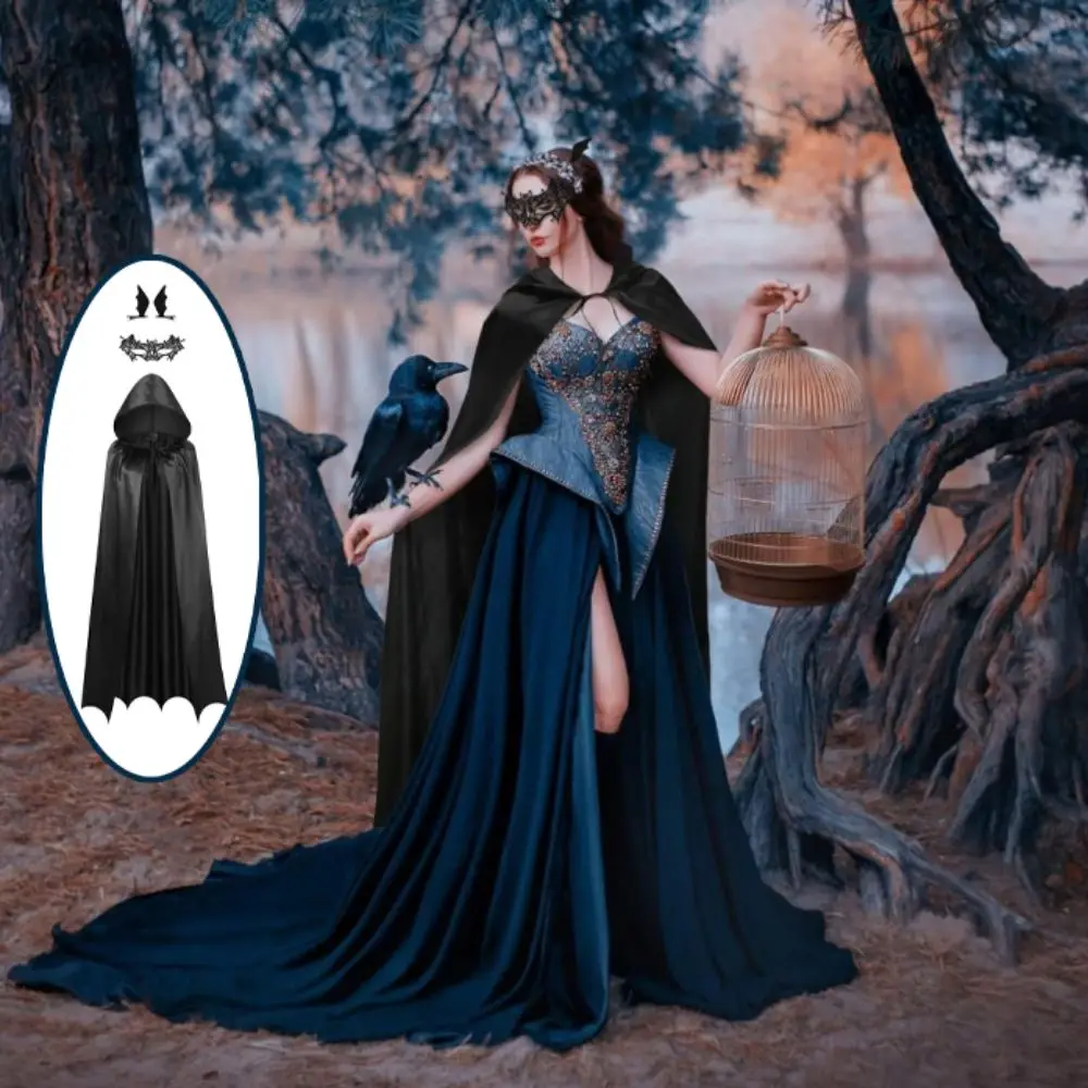 

Щит для лица, женский плащ-призрак, шпилька для выступления на сцене, костюм для косплея на Хэллоуин, реквизит для вечеринки, свободный плащ на Хэллоуин со шляпой