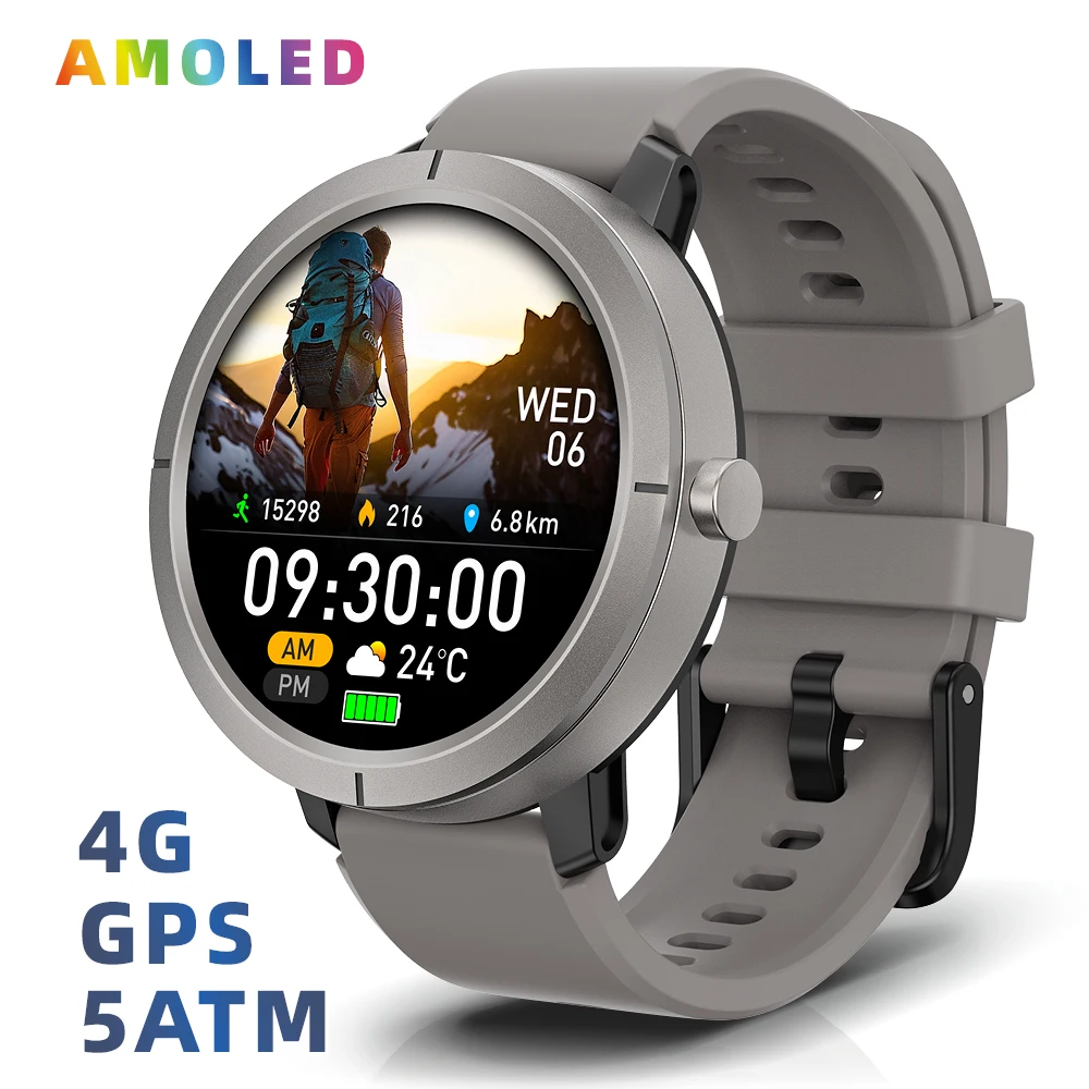 DM76 1.32 Inch AMOLED French Design Award GPS Smart Watch 5ATM Waterproof Liquid Silicone Smartwatch