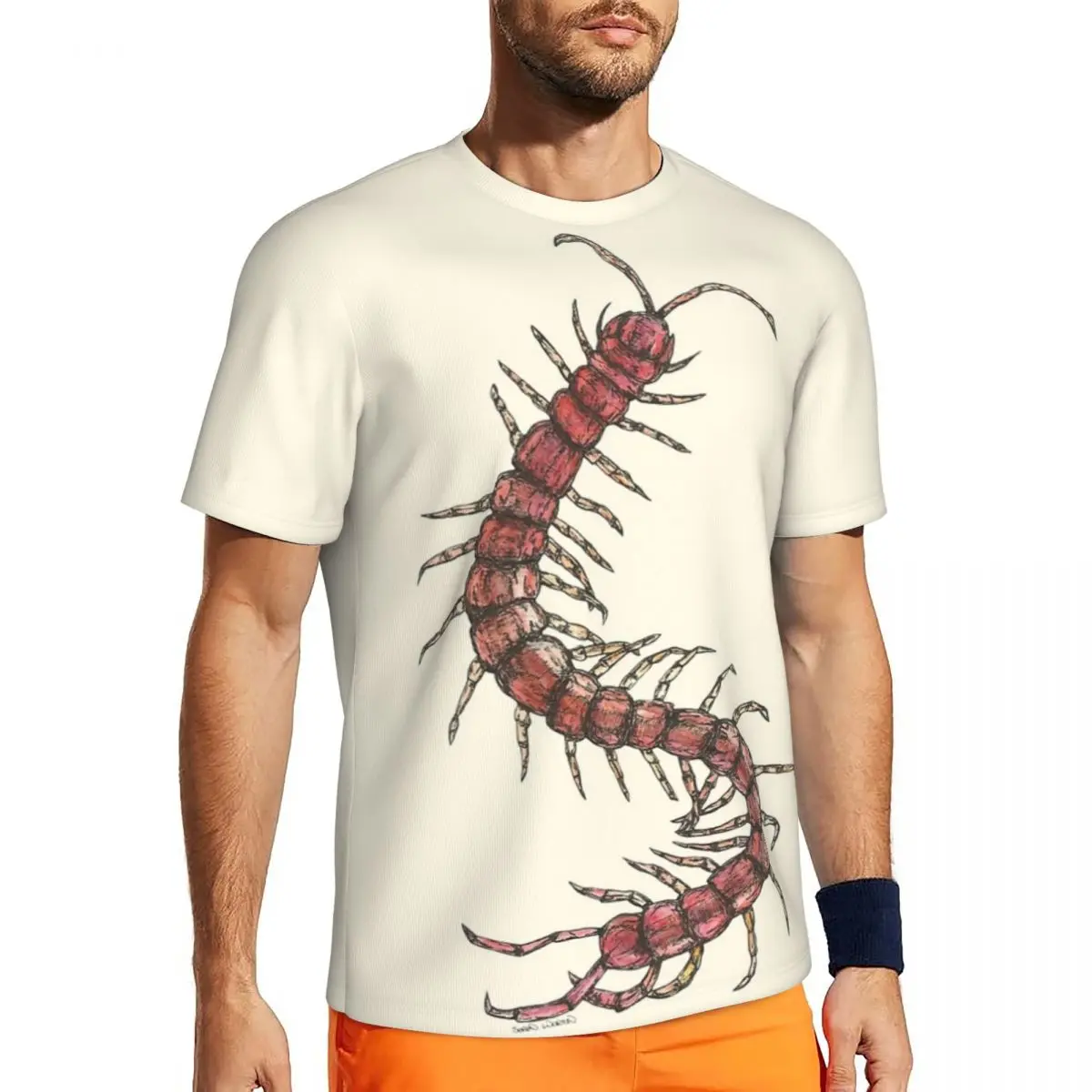 Centipede Men's Short-sleeved Mesh Classic Loose Cool Comfortable T-Shirt