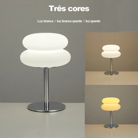 Luminária de Cabeceira para Quarto, Estilo Creme, Luminária de Mesa com Plug USB, Luz Ambiente com Três Cores e Dimerização para Sala de Estar e Estudo