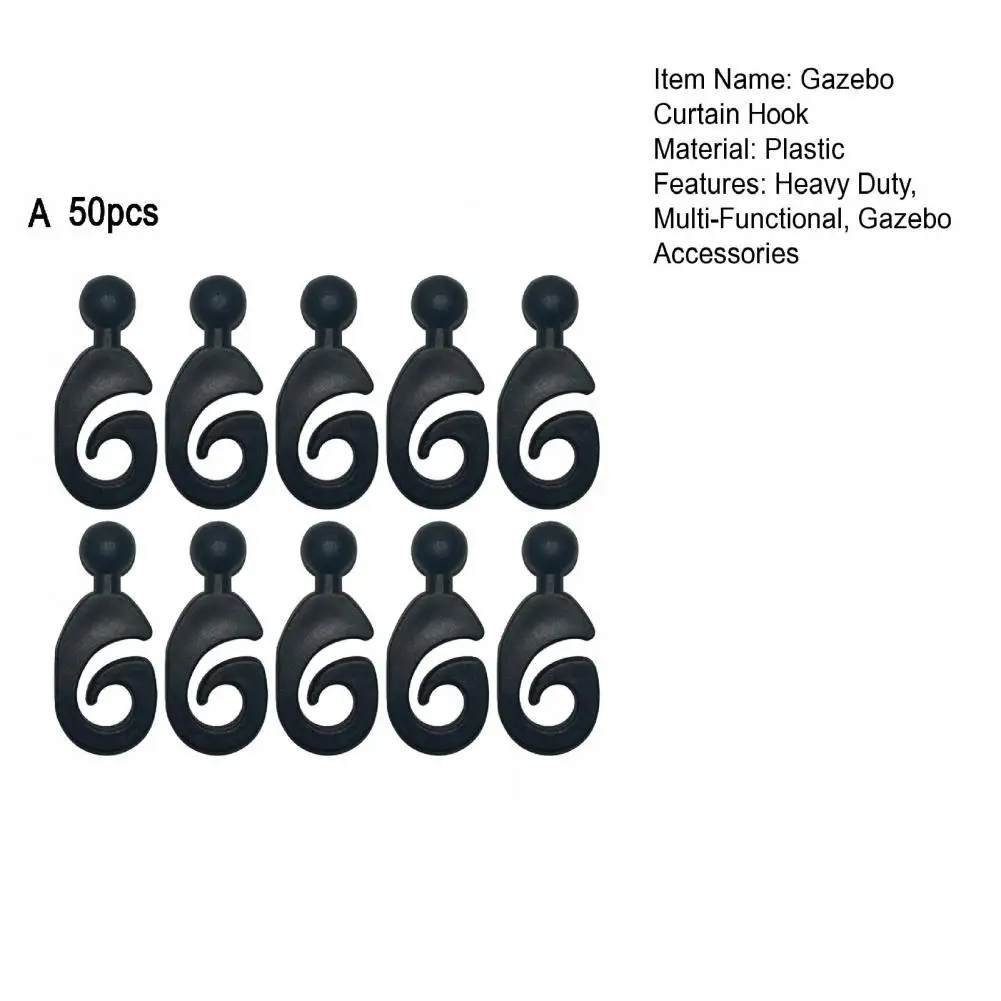 30/50 قطعة البلاستيك أكشاك الستار هوك متعددة الوظائف في الهواء الطلق فندق البعوض المعاوضة الأسود الستار المسار السنانير أكشاك اكسسوارات