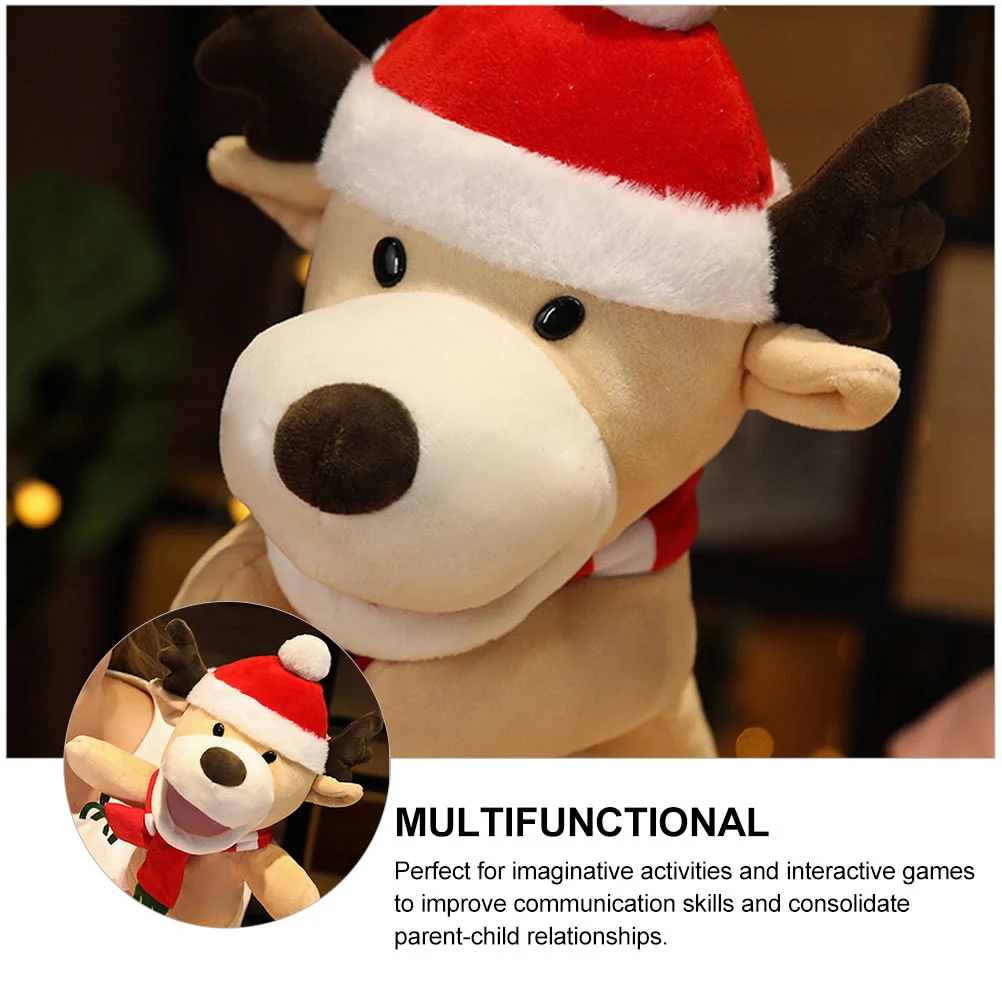 Santa Hand Puppet Adorable Toy Deerlet Finger Puzzle Soft for Kids Cotton Educational Claus Interactive