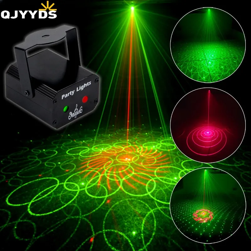 RGB Mini DJ Disco Laser Light Sound Activated Strobe Stage Laser Projector for Dance Birthday Wedding Bar Xmas DJ Light