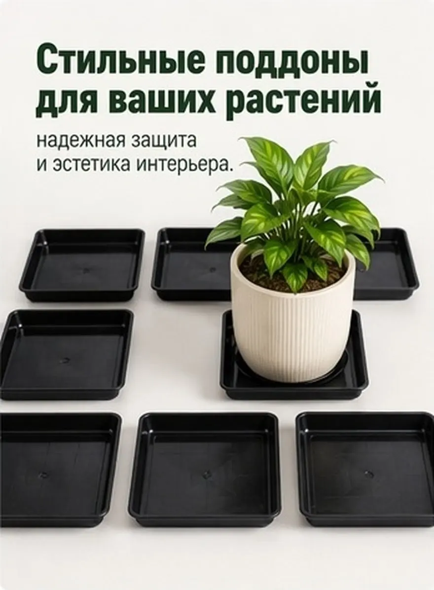 20Pcs Square Plant Saucer Smooth Finish Plastic Pot Base Tray Easy Clean Flowerpot Water Catcher Plate Thick Square Plant Saucer