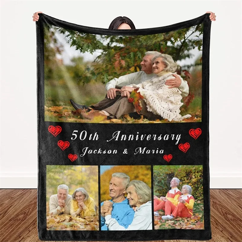 

1Pc Custom Blanket with Photo Text, Personalized Blanket Custom Throw Blanket, Custom Gift Blanket for Family, Friends