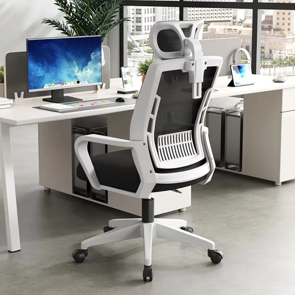 Respaldo  asiento ergonómico para oficina en casa: elevable, giratorio, reposacabezas, silla para juegos