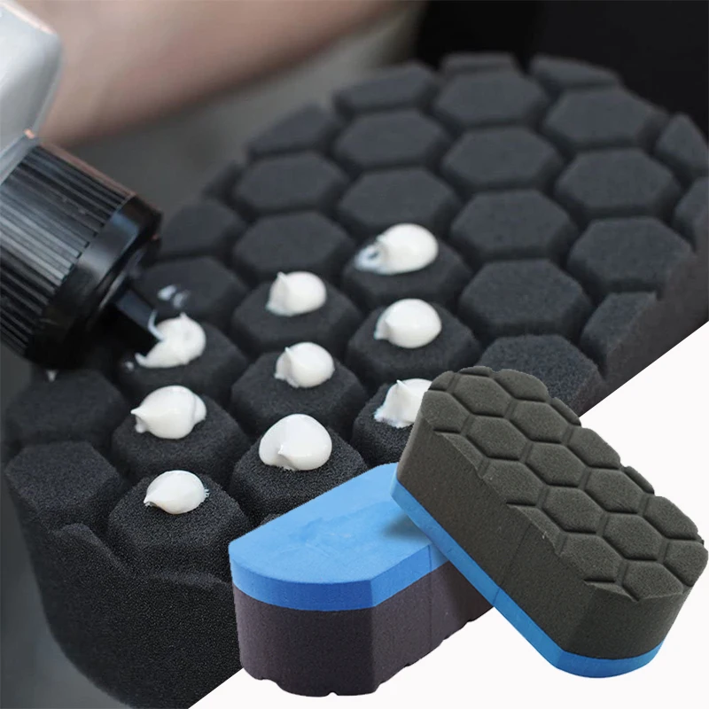 Car Detailing Blue Easier Grooves Waxing Foam Sponge Buff Hex-Logic Finishing Hand Applicator Pad Applies thin even coats