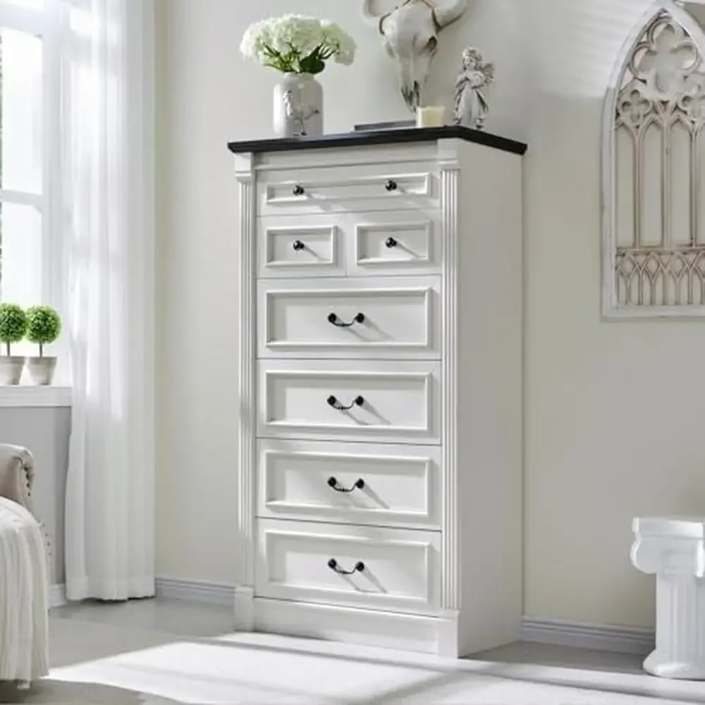 Farmhouse Roman Column 7 Drawers Dresser Bedroom Storage Organizer 57