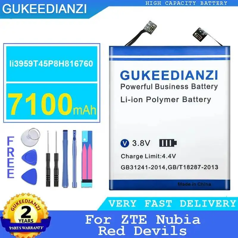 

Mobile Phone Battery Li3959t45p8h816760 Long-Lasting Performance High Capacity 7100Mah For Zte Nubia Red Devils