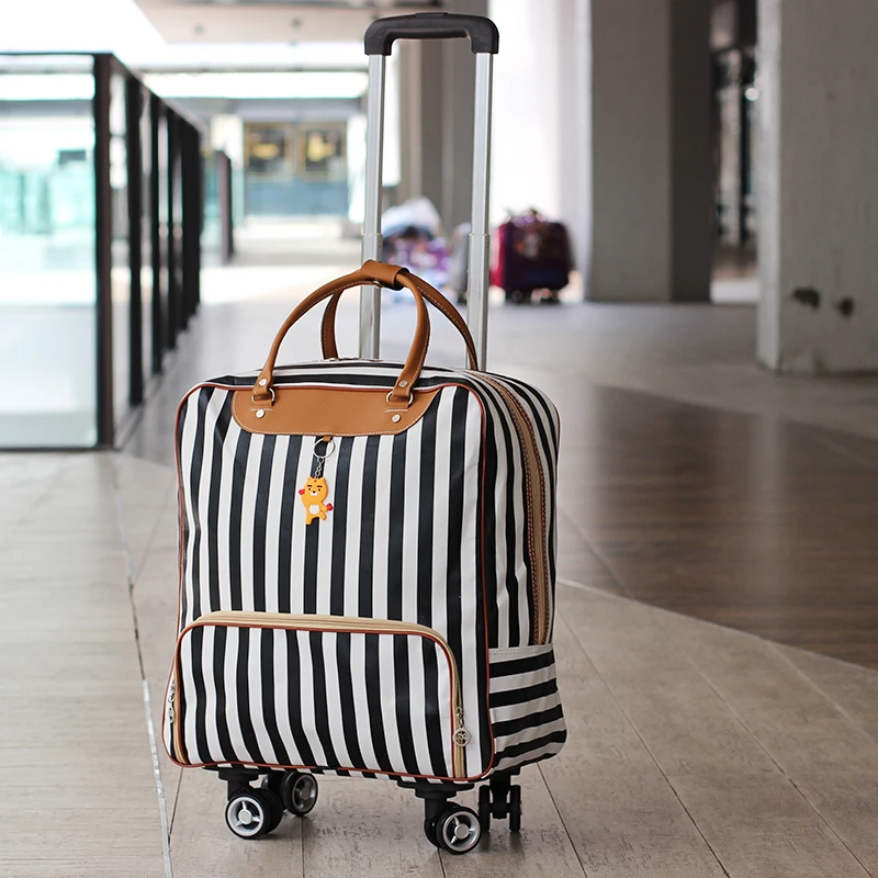 korean-style-large-capacity-travel-bag-women's-handheld-lightweight-roller-boarding-box-men's-suitcase-printed-soft-handle