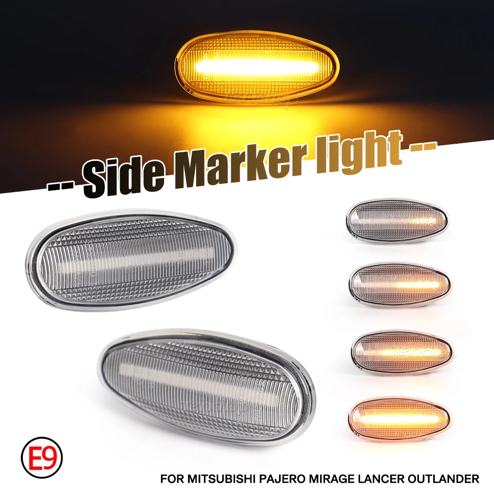 For Mitsubishi Lancer 8 Montero 3 Pajero 3 Outlander 1 Delica 4 i 2pcs Dynamic LED Turn Signal Lights Blinker Side Marker Lamp