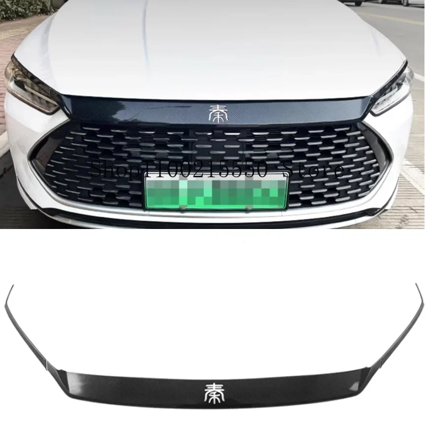 

For BYD Qin Plus EV 2022 2023 Carbon Fiber Style Front Center Mesh Grille Grill Cover Radiator Strip Trim Decoration