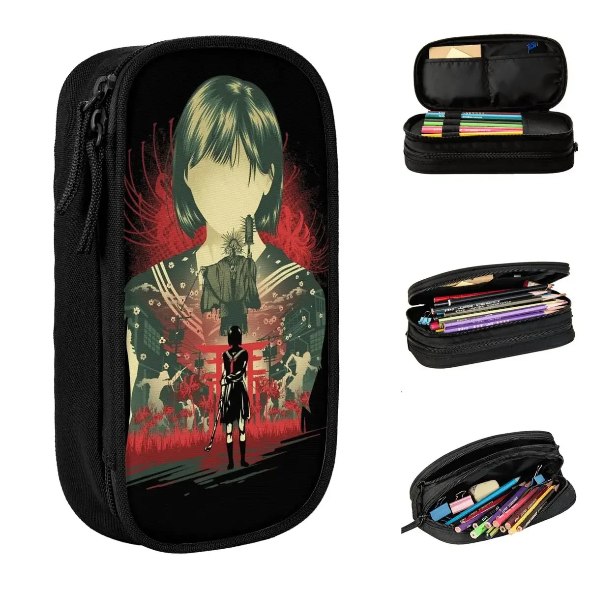 Horror Game Silent Hill F Pencil Cases Hinako Shimizu Pen Box Bag Student Large Storage School Supplies Cosmetic Pencilcases