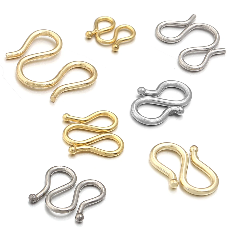 

20pcs/lot Stainless Steel Gold Color S W Shaped End Clasps Hooks Chains Connectors For Bracelet Necklace DIY Jewelry Accessories