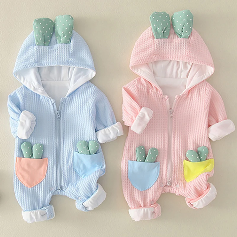 Autumn Baby Set Infant Boy Clothes Knitted Hooded Romper Cute Long Sleeve Toddler Girl Jumpsuit Kid Outfit Sunsuit Onesies A575