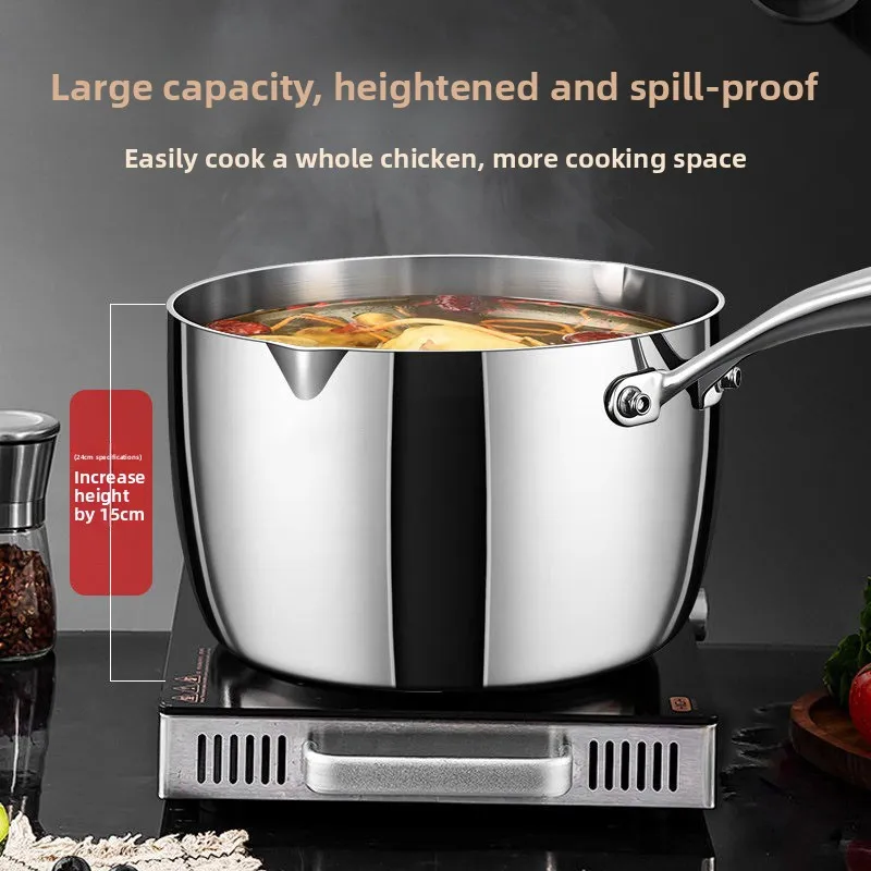 316 Stainless Steel Milk Pot, High-sided,Non-stick Coating Free,Large Capacity Noodle Cooking Pot,Induction Cooker