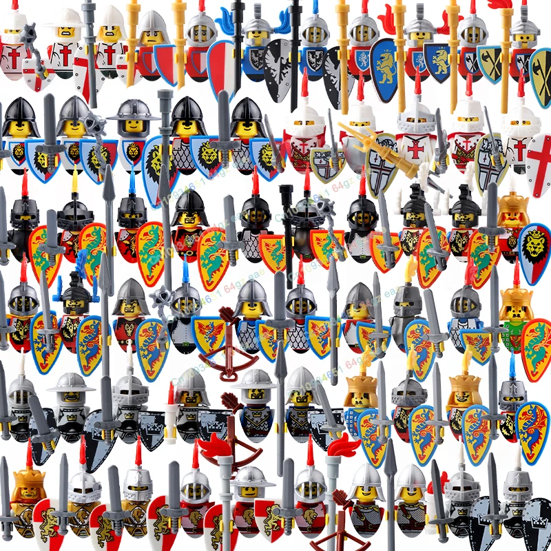 

MOC Roman Soldiers Medieval Knight Military Building Blocks Castle Warriors Mini Figures Weapons Accessories Helmet Shield Toys