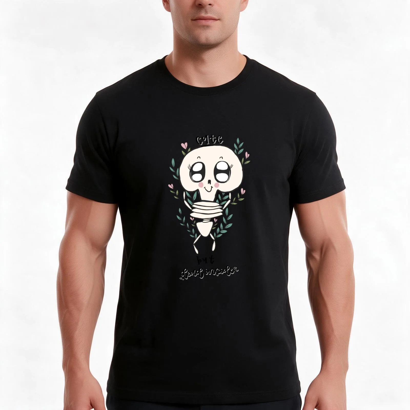 Cute But Dead Inside T-Shirt, Summer Casual Cotton Tee, Oversized Streetwear Tops, Vintage Graphic Print, Loose Fit Short Sleeve