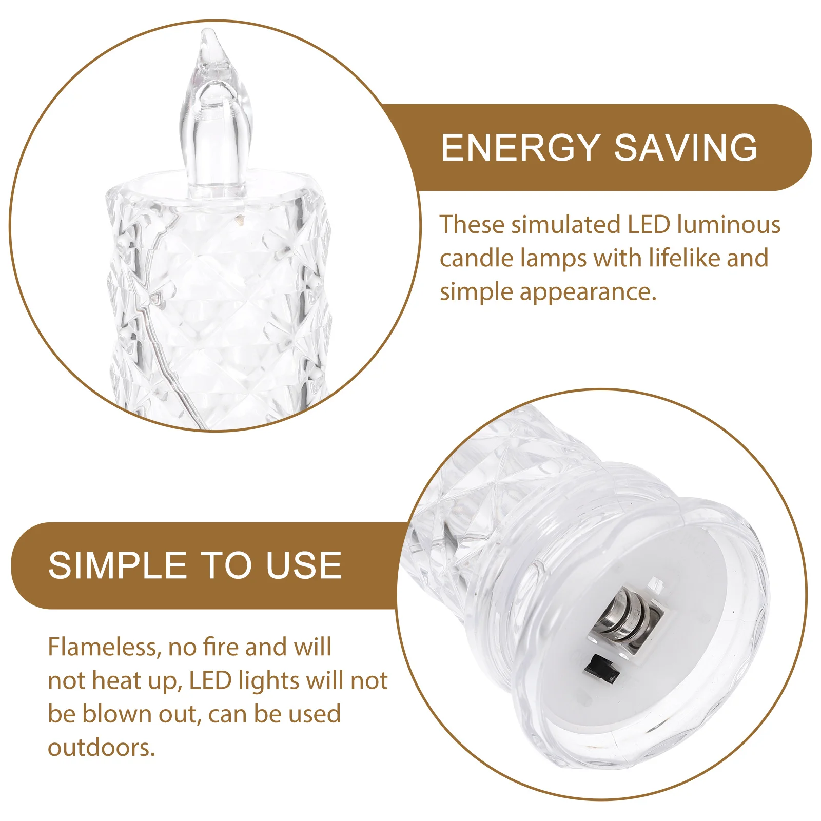 

4Pcs Electronic Lights LED Candles Operated Flameless Lights for Bedroom Night Light Room Decorative Warm