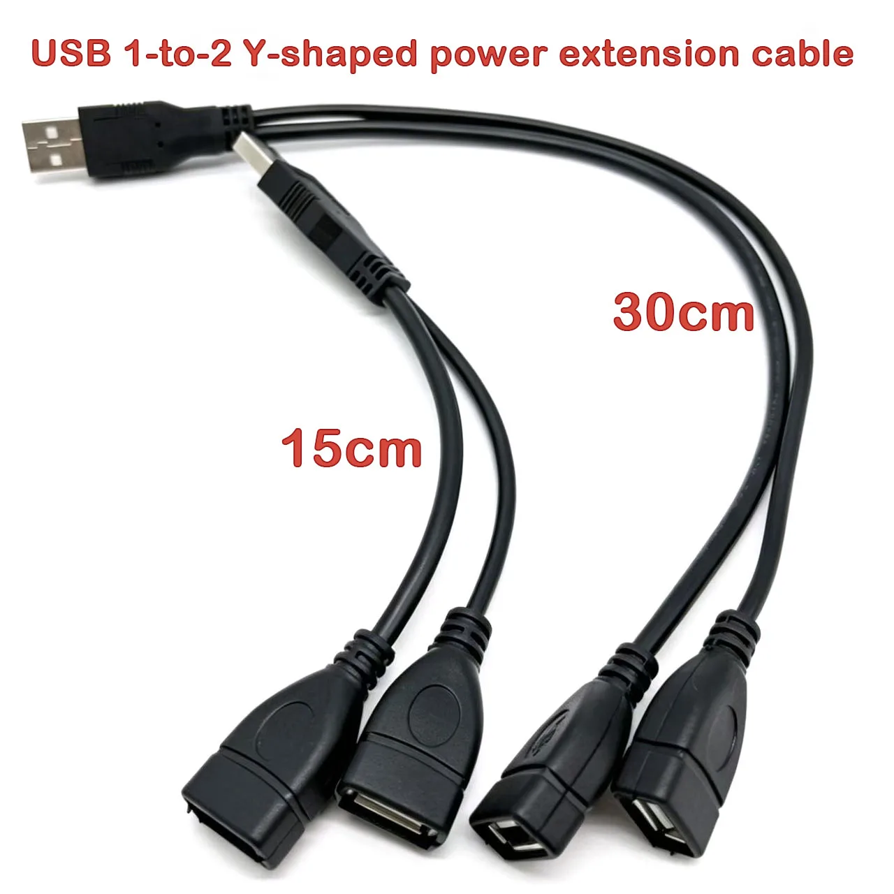 USB 1-to-2 Male/Female Data Power Adapter Y-Shaped Splitter USB Charging Cable Power Extension Cable Connector