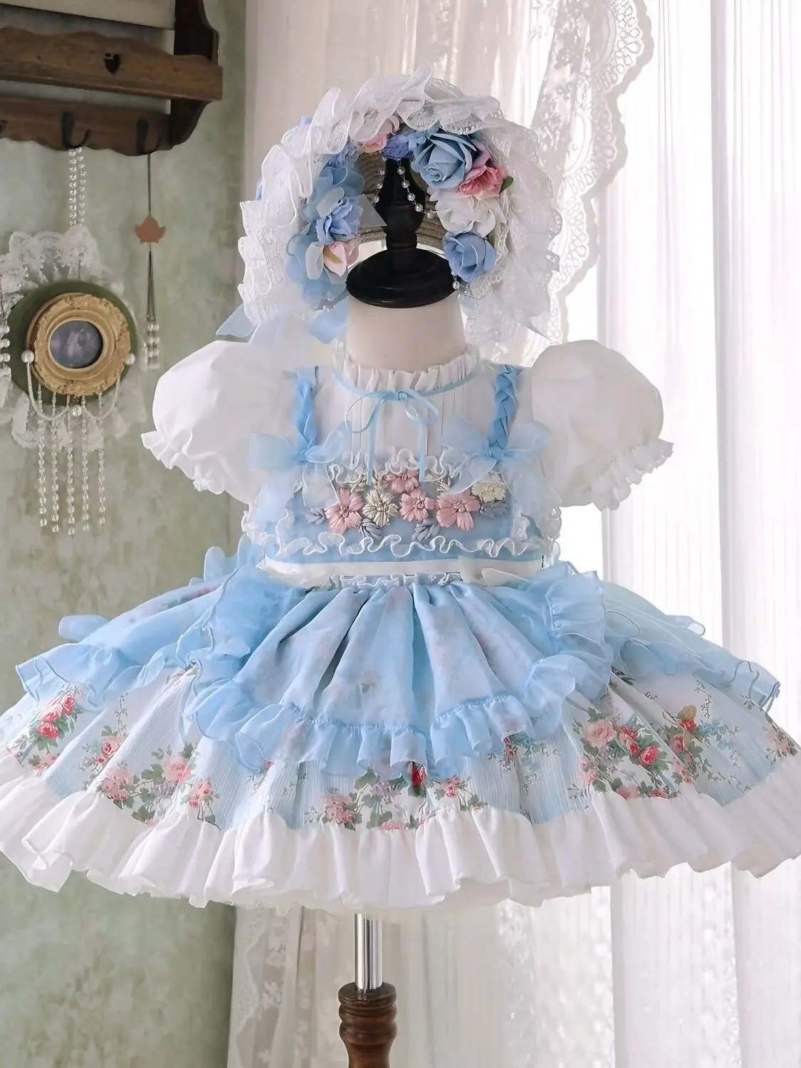 Baby Toddle Girls Summer Sweet Lolita Lace Embroidery Floral Princess Ball Gown Cake Layed Dress Skirts Birthday Party Childrens