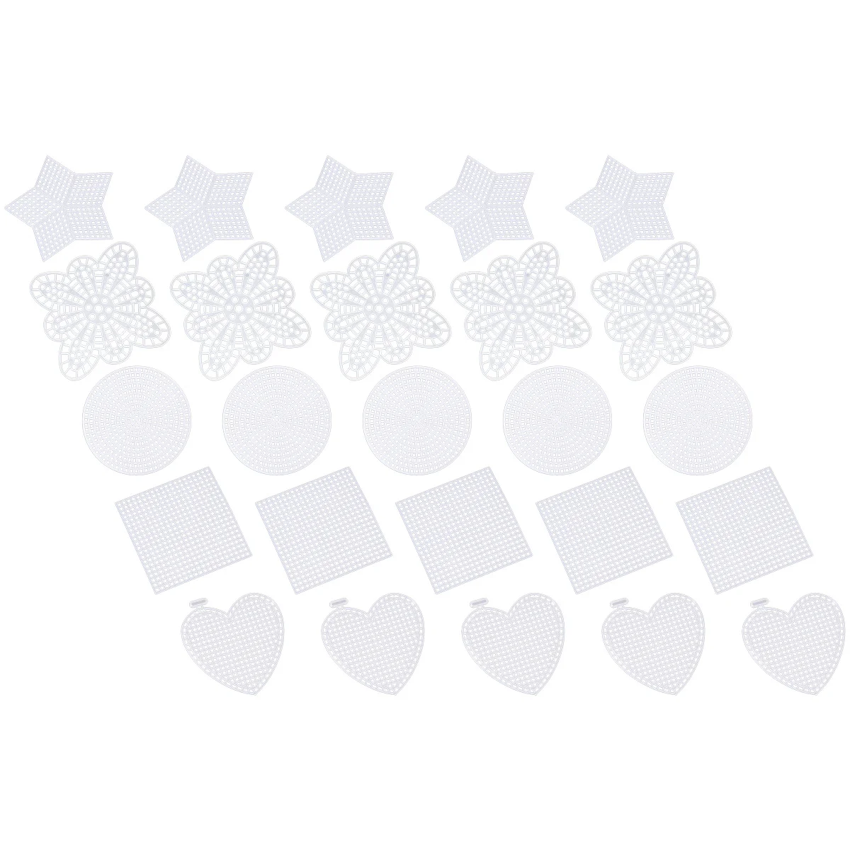 

50 pcs Cross Stitch Mesh Plastic Canvas Sheets Heart Square Pentagram Round Shape For Diy Coaster Pad Embroidery Crafting Knit